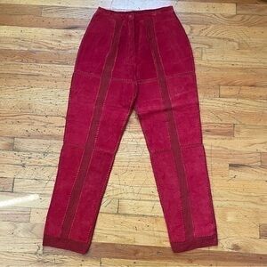 SMH Vintage Red Leather Crochet Pants Size 10